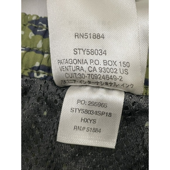 Patagonia Baggies Shorts Mens Medium Green Fish AOP 100% Nylon Lined 6" Inseam - Picture 4 of 7